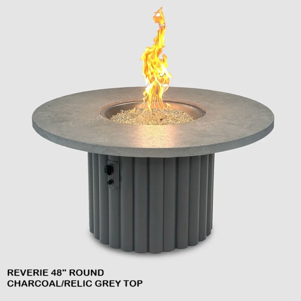 Riverie 48" Relic Grey Top Round Fire Table by Outdoor Great Room - Image 3